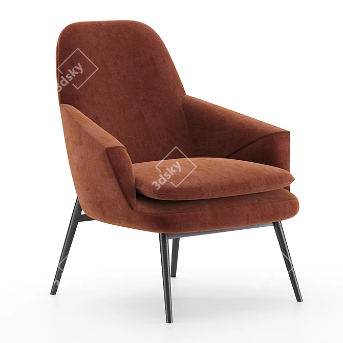 Elegant Wendelbo Hug Lounge Chair 3D model image 2