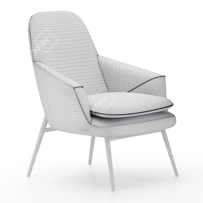Elegant Wendelbo Hug Lounge Chair 3D model image 5