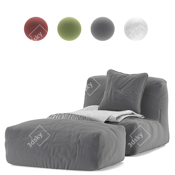 Outdoor Channeled Bean Bag Ottoman: Stylish Seating Solution 3D model image 2