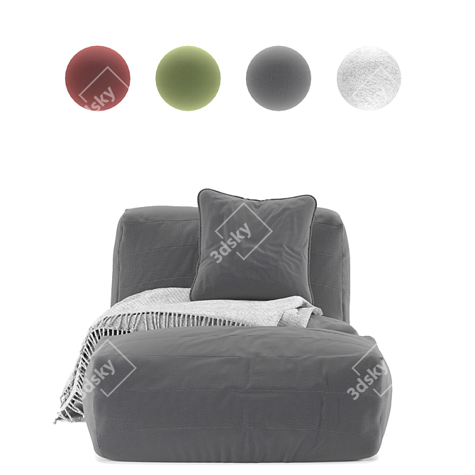 Outdoor Channeled Bean Bag Ottoman: Stylish Seating Solution 3D model image 4