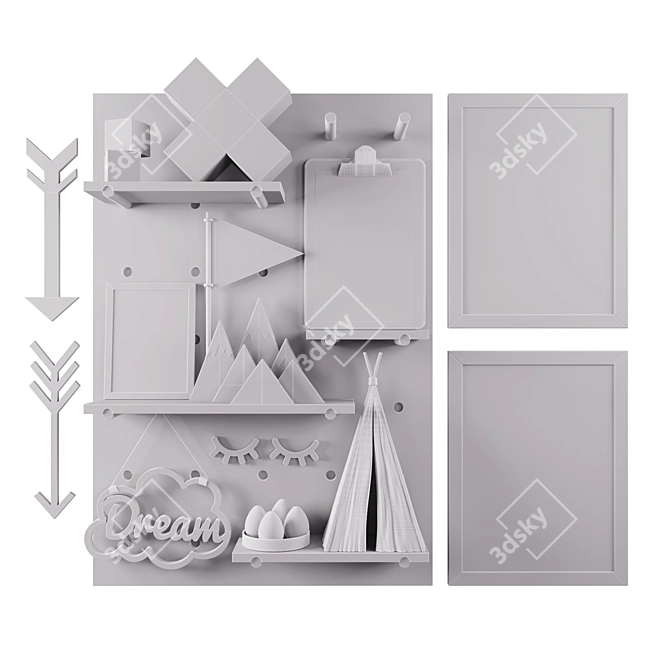 Scandinavian Nursery Decor Set 3D model image 4