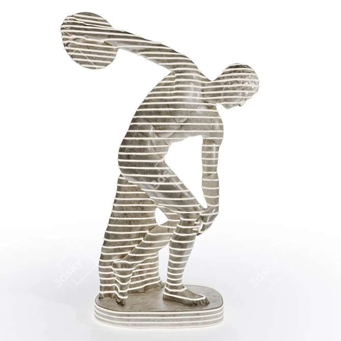 Title: Neon Discobolus Sculpture - Vibrant Resin and Neon Art 3D model image 2