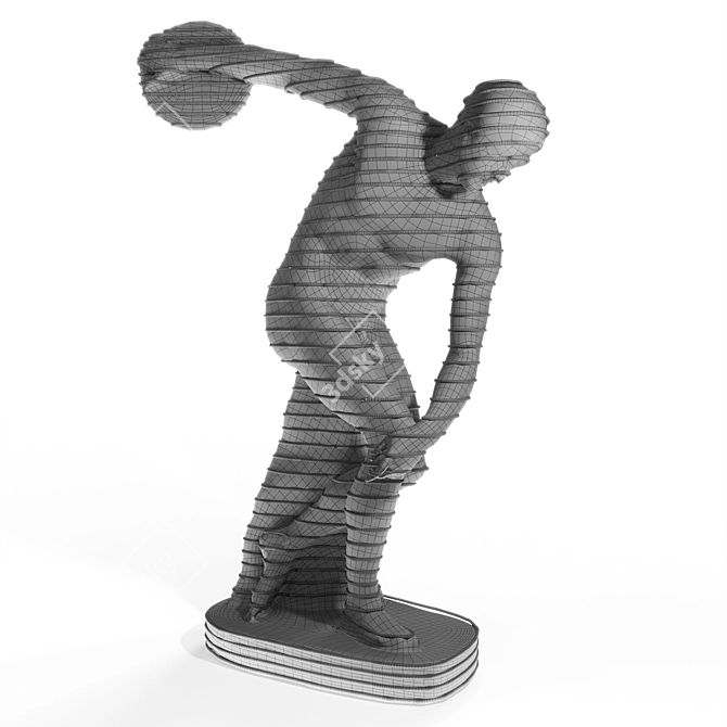 Title: Neon Discobolus Sculpture - Vibrant Resin and Neon Art 3D model image 5