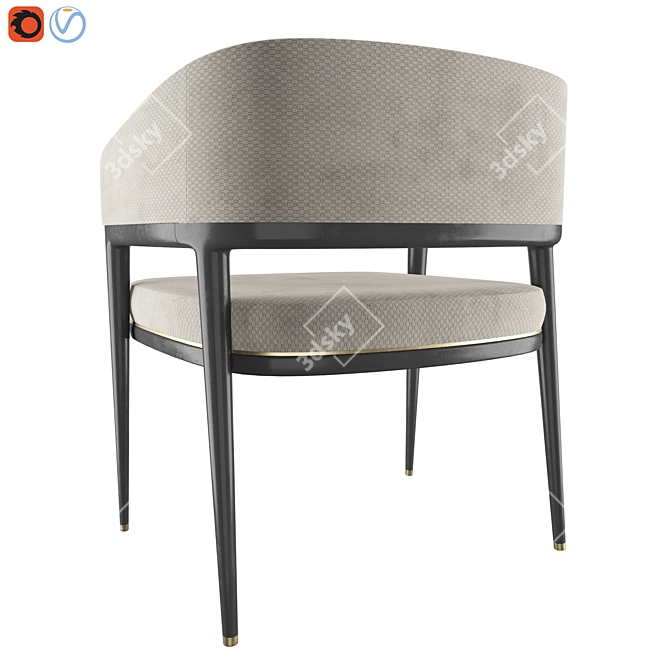 Elegant Oak Dining Chair-MARK 3D model image 2