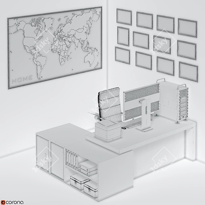 Modern Office Furniture Set 3D model image 5