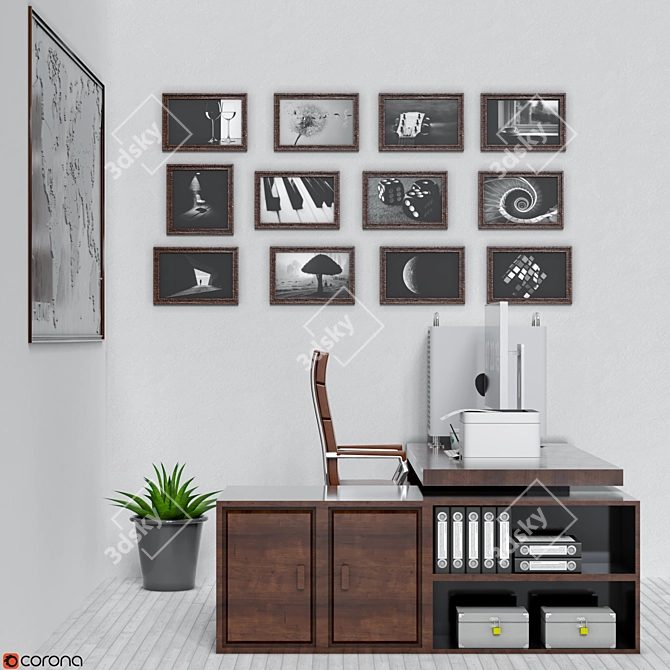 Modern Office Furniture Set 3D model image 8