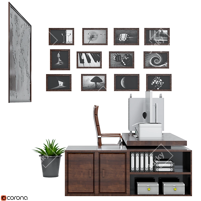 Modern Office Furniture Set 3D model image 13