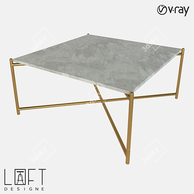 Minimalist Metal Marble Coffee Table 3D model image 1