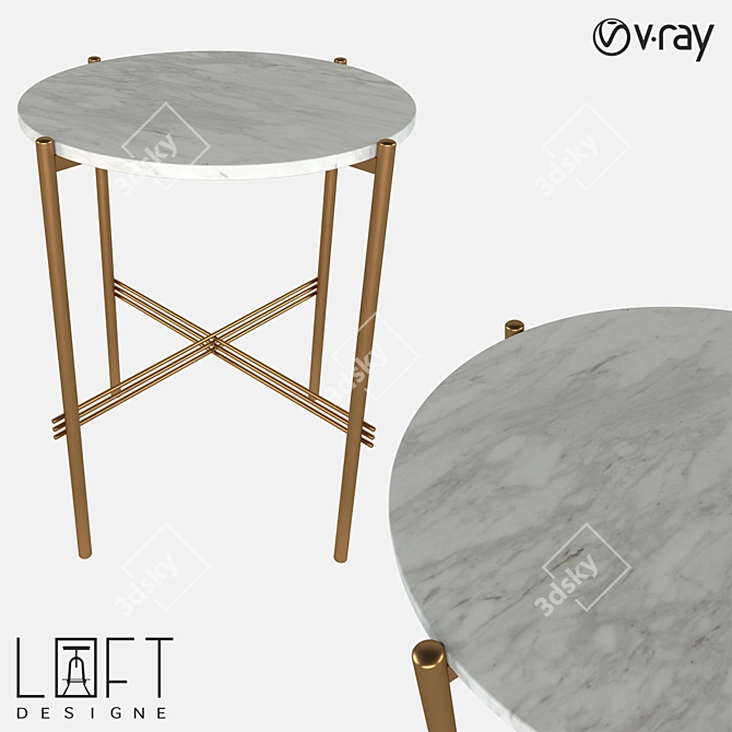 Modern Metal and Marble Coffee Table 3D model image 1