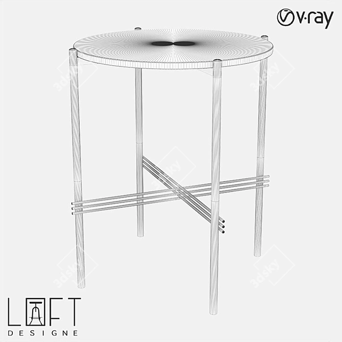 Modern Metal and Marble Coffee Table 3D model image 2