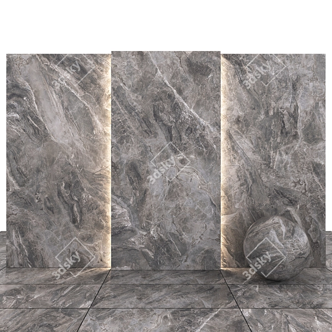 Orobico Gray Marble: 6 Texture Slab & Tile Bundle 3D model image 2