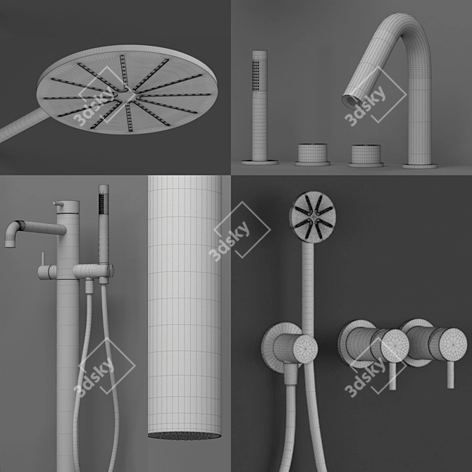 Elegant Linki Bathroom Faucet 3D model image 3