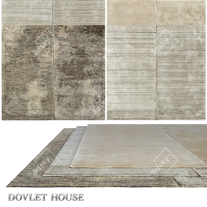 DOVLET HOUSE 4-Piece Carpet Set (Part 609) 3D model image 1
