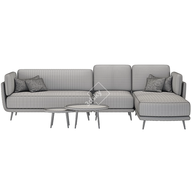 Pink Velvet Sofa Set: Modern, Upholstered, 320cm Wide 3D model image 4