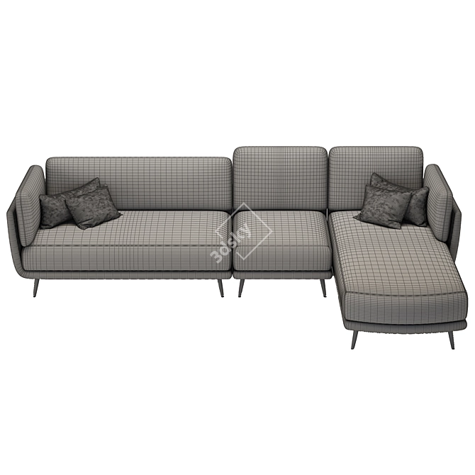 Pink Velvet Sofa Set: Modern, Upholstered, 320cm Wide 3D model image 9