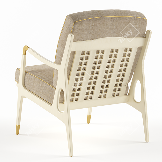 Cozy Cream Armchair with Golden Legs 3D model image 2