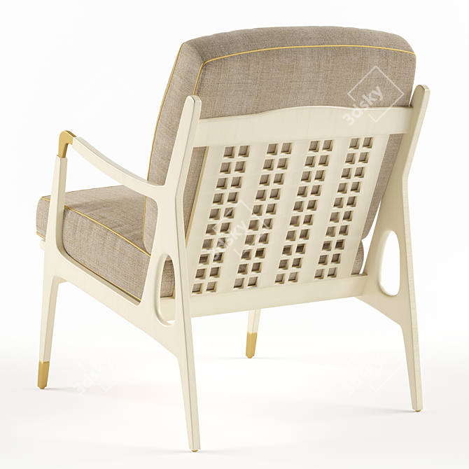 Cozy Cream Armchair with Golden Legs 3D model image 4