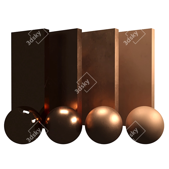 Copper Shine: Polished Metal Texture 3D model image 1