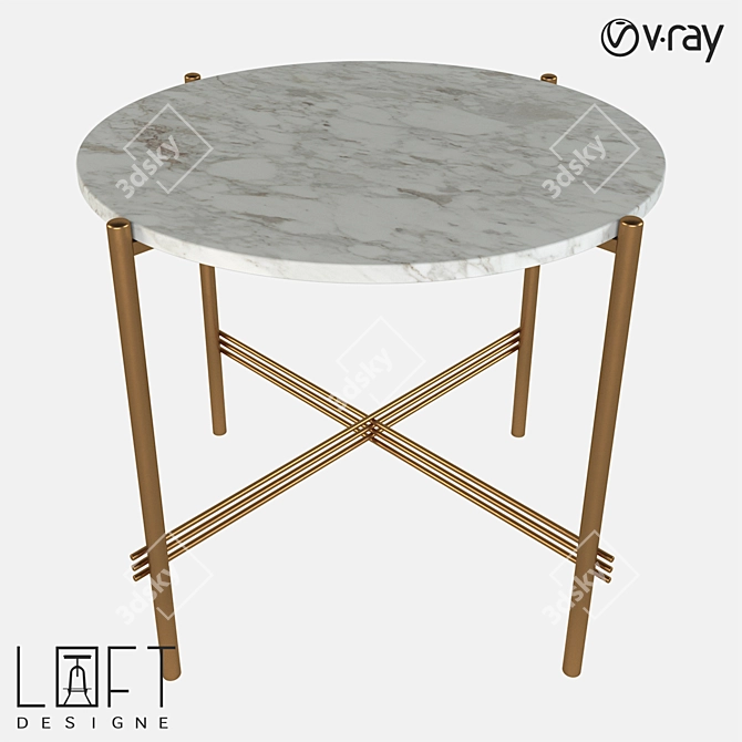 Minimalist Metal and Marble Coffee Table 3D model image 1