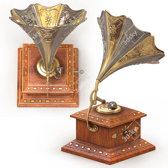 Vintage Gramophone Table Decor 3D model image 3