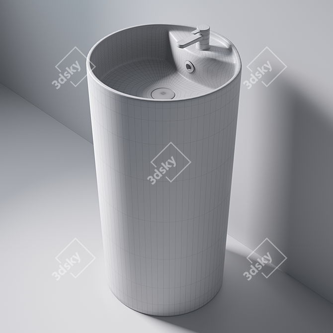 Elegant Graphite Ceramic Sink 3D model image 5