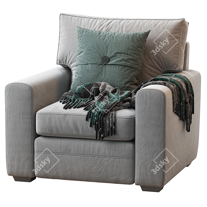 Pearce Square Armchair: Upholstered Elegance for Modern Living 3D model image 1