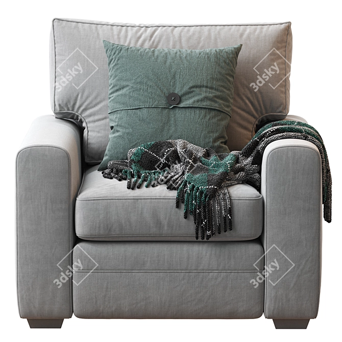 Pearce Square Armchair: Upholstered Elegance for Modern Living 3D model image 3