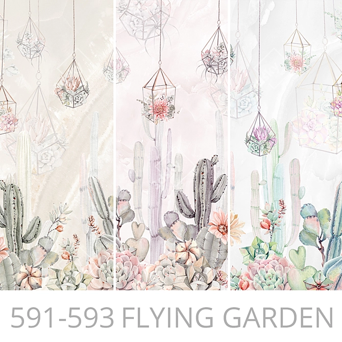 Flying Garden Wallpapers: Customizable, Seamless Texture 3D model image 1