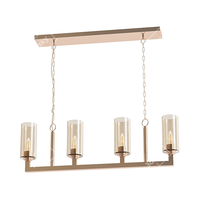 Elegant Linear 4-Light Chandelier 3D model image 1