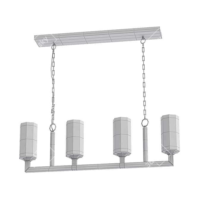 Elegant Linear 4-Light Chandelier 3D model image 2