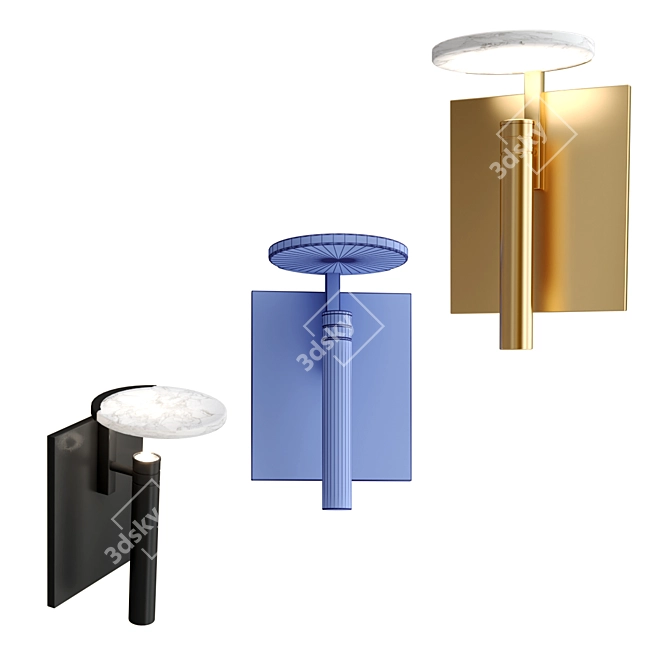 Modern Disc-Shaped Wall Sconce 3D model image 2