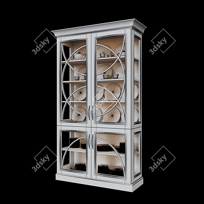 Modern Tall Cupboard - 220cm Height, 120cm Width, 40cm Depth 3D model image 3