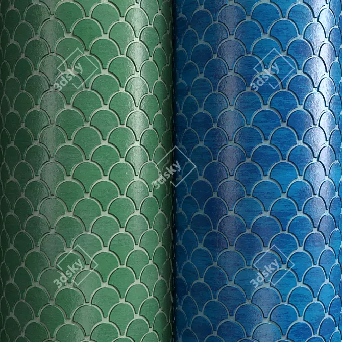 Fish Scale Tiles PBR: Materials for Artisanal Wall Decor 3D model image 1