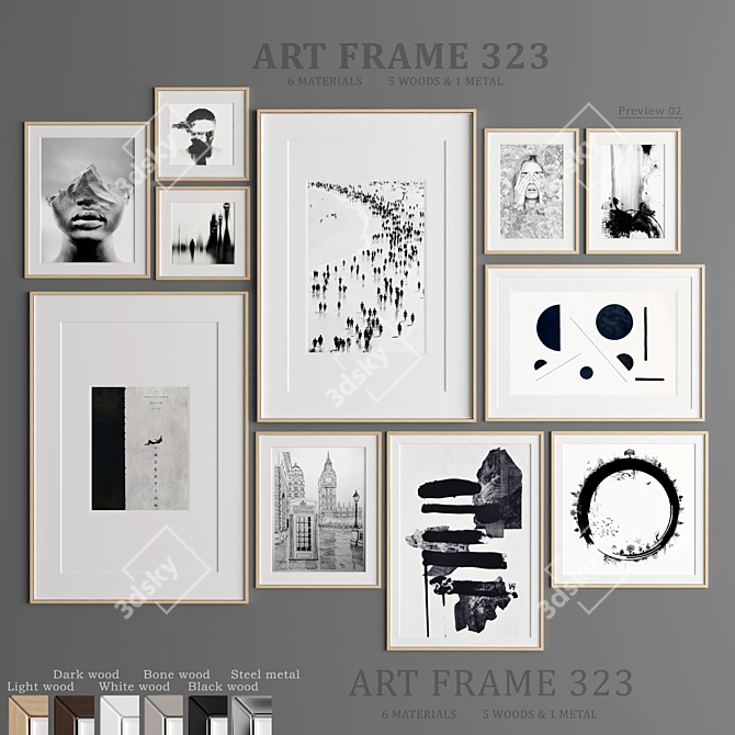 Versatile Art Frames with Various Sizes and Materials 3D model image 1