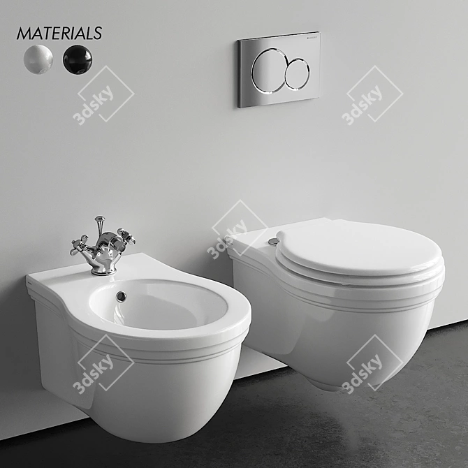 Galassia Ethos Wall-Hung WC & Bidet 3D model image 1