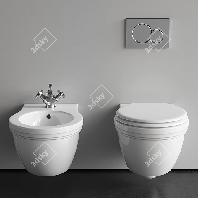 Galassia Ethos Wall-Hung WC & Bidet 3D model image 3