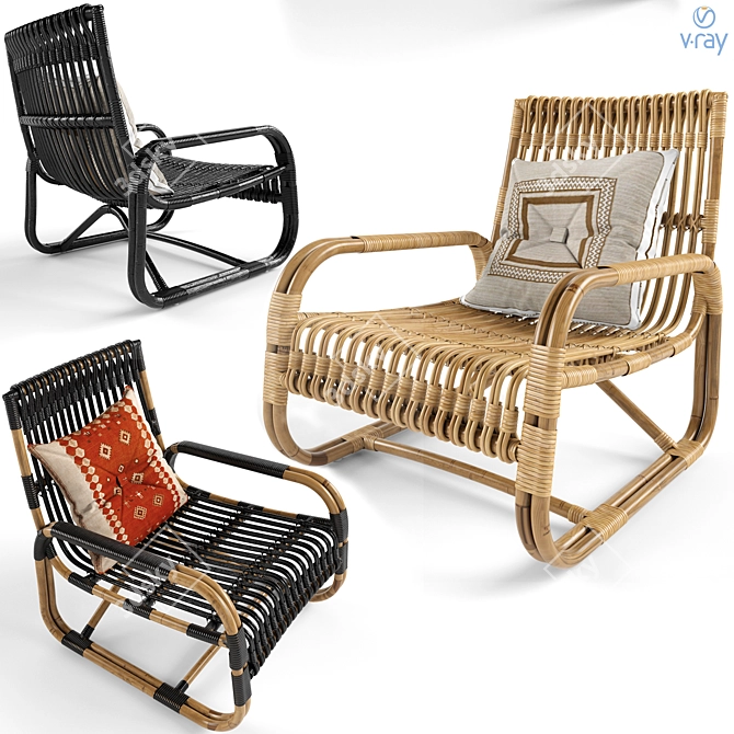 Sleek Curve Lounge Chair 3D model image 1