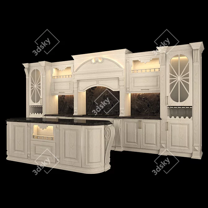 Convertible Wood Cabinet Island 3D model image 2