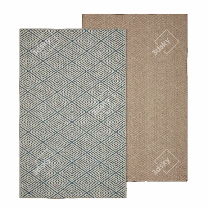 Coastal Chic Blue Trellis Rug 3D model image 1