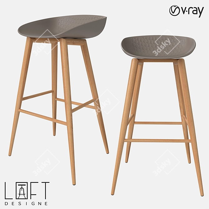 Modern Metal and Plastic Bar Stool: LoftDesign 30230 3D model image 1