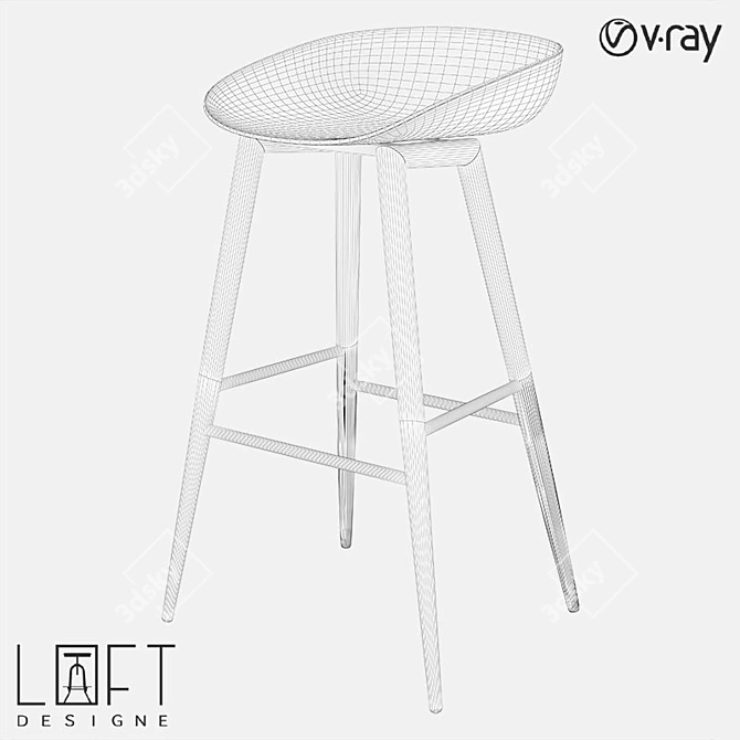 Modern Metal and Plastic Bar Stool: LoftDesign 30230 3D model image 2