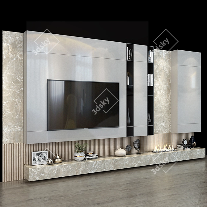  Modern TV Wall Set 0179 3D model image 2