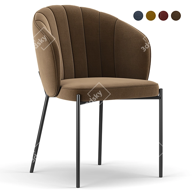 Elegant Shell Back Chair 3D model image 1