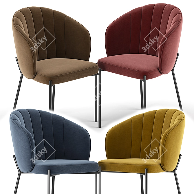 Elegant Shell Back Chair 3D model image 2