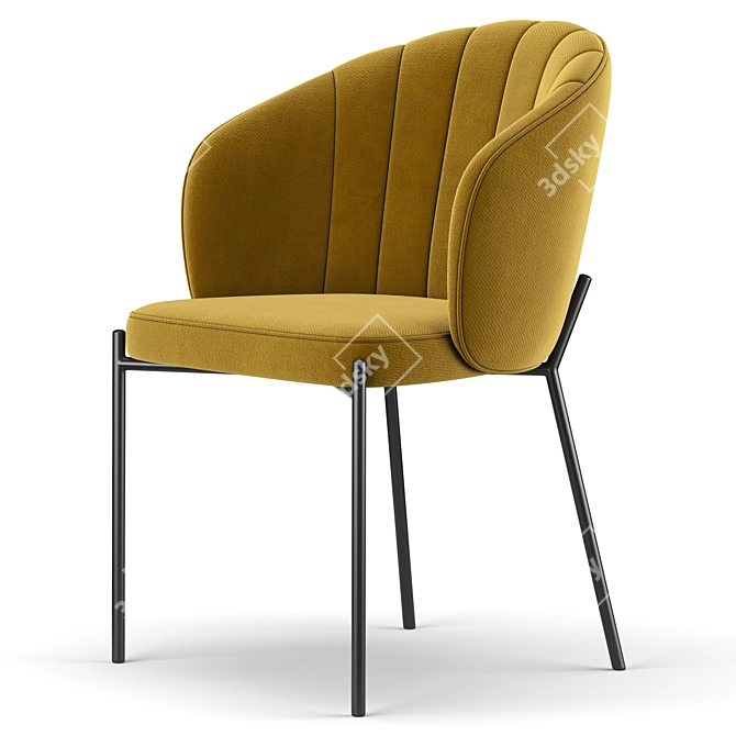 Elegant Shell Back Chair 3D model image 4