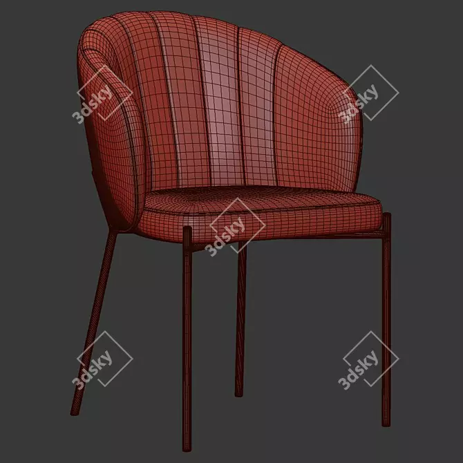 Elegant Shell Back Chair 3D model image 5