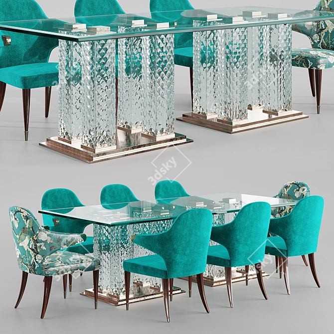 Elegant Dining Set: 3D Model 3D model image 1