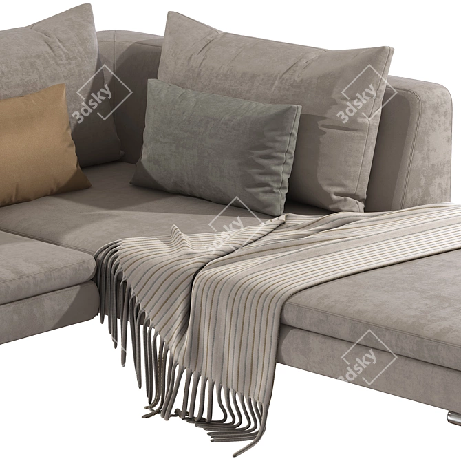 Stylish Charles Large Fabric Sofa 3D model image 3