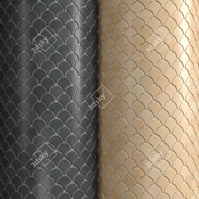 Fish Scale Tiles for Artisan Kitchen 3D model image 1