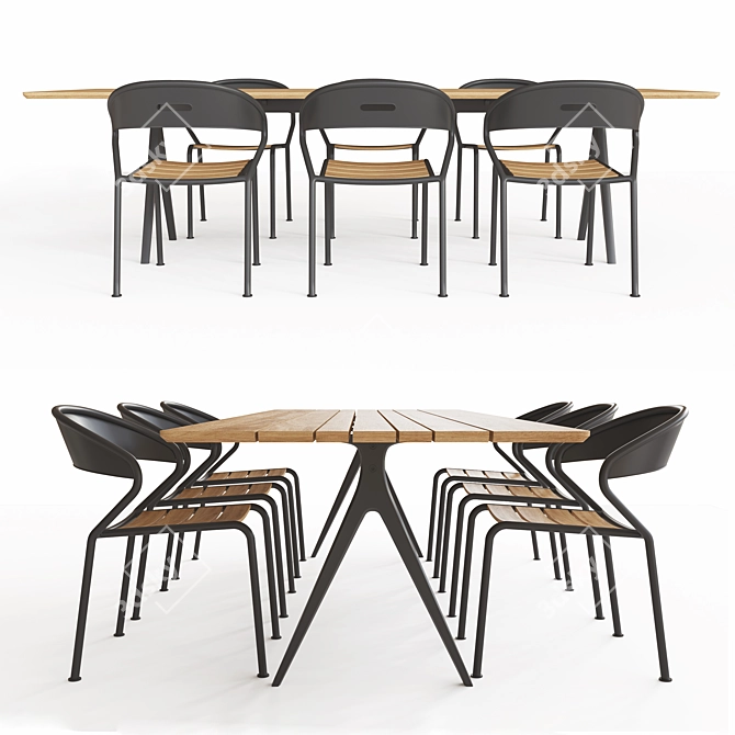 Gloster Split & Curve Dining Set 3D model image 2